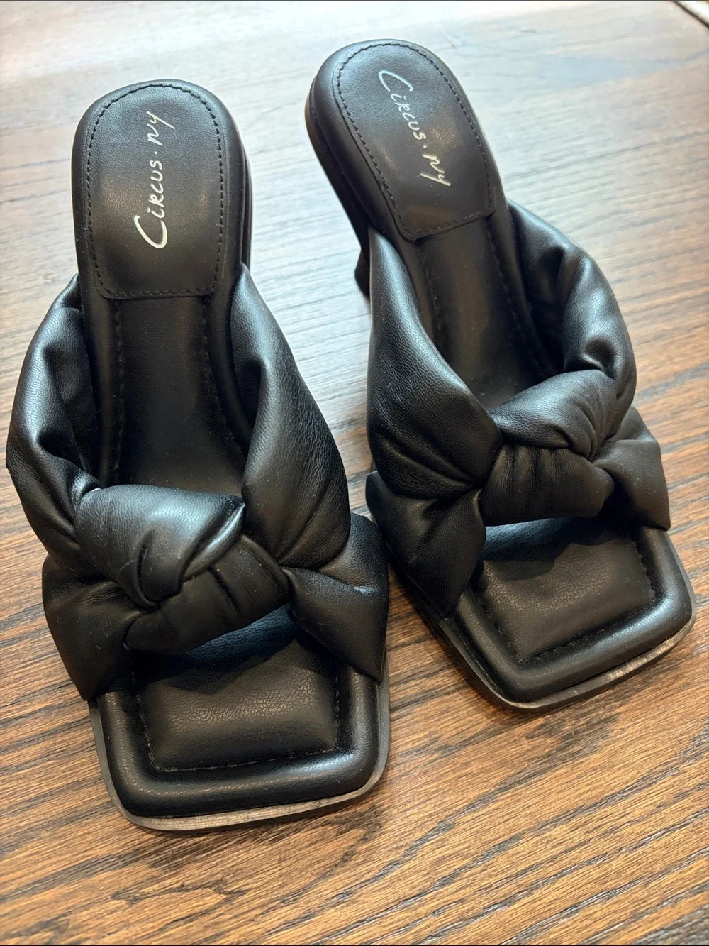Black Knotted Mule Heels